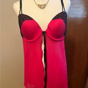 Gilligan OMalley Sheer Babydoll Chemise Nightgown Open Padded
Red Lingerie sz L